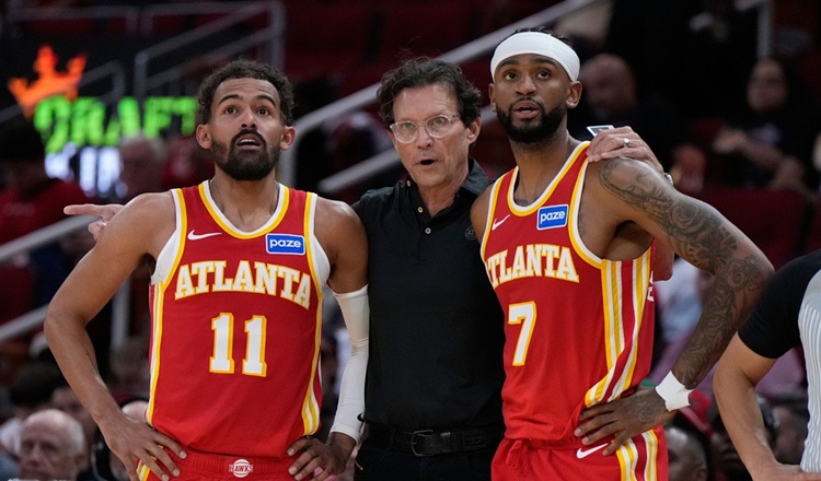 Trae Young(左)Alexander-Walker(右)。圖片來源:達志影像
