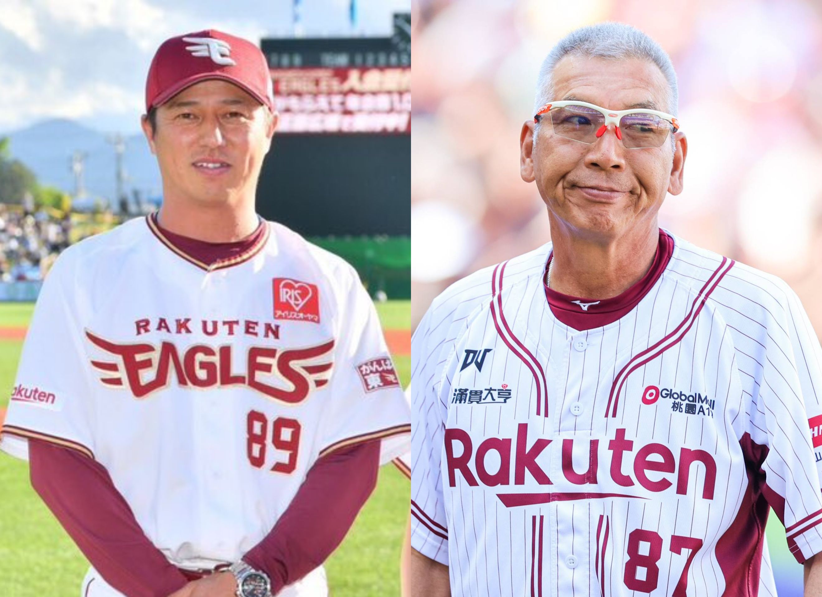 前東北樂天金鷲總教練平石洋介（圖左）與樂天桃猿教頭古久保健二。圖片來源：翻攝自平石洋介X、桃園市政府