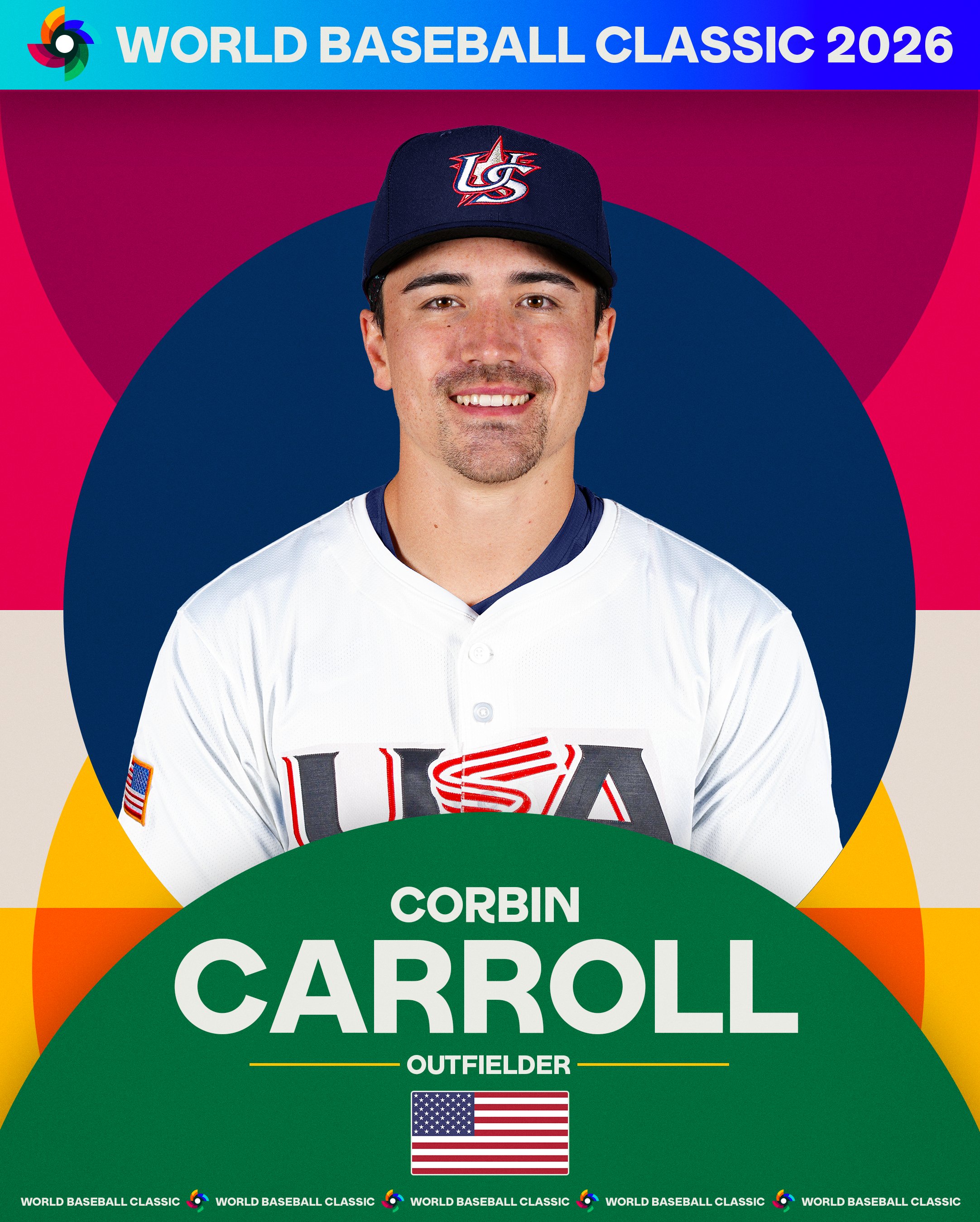 WBC官宣Corbin Carroll加入美國隊。圖片來源：World Baseball Classic X