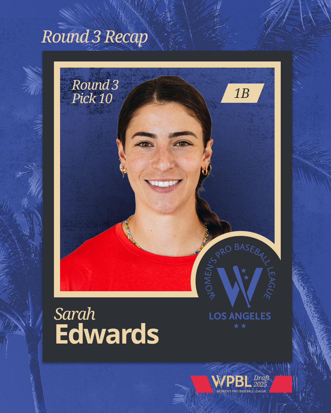 莎菈在選秀第三輪獲得洛杉磯女棒隊青睞。圖片來源:WPBL LA IG