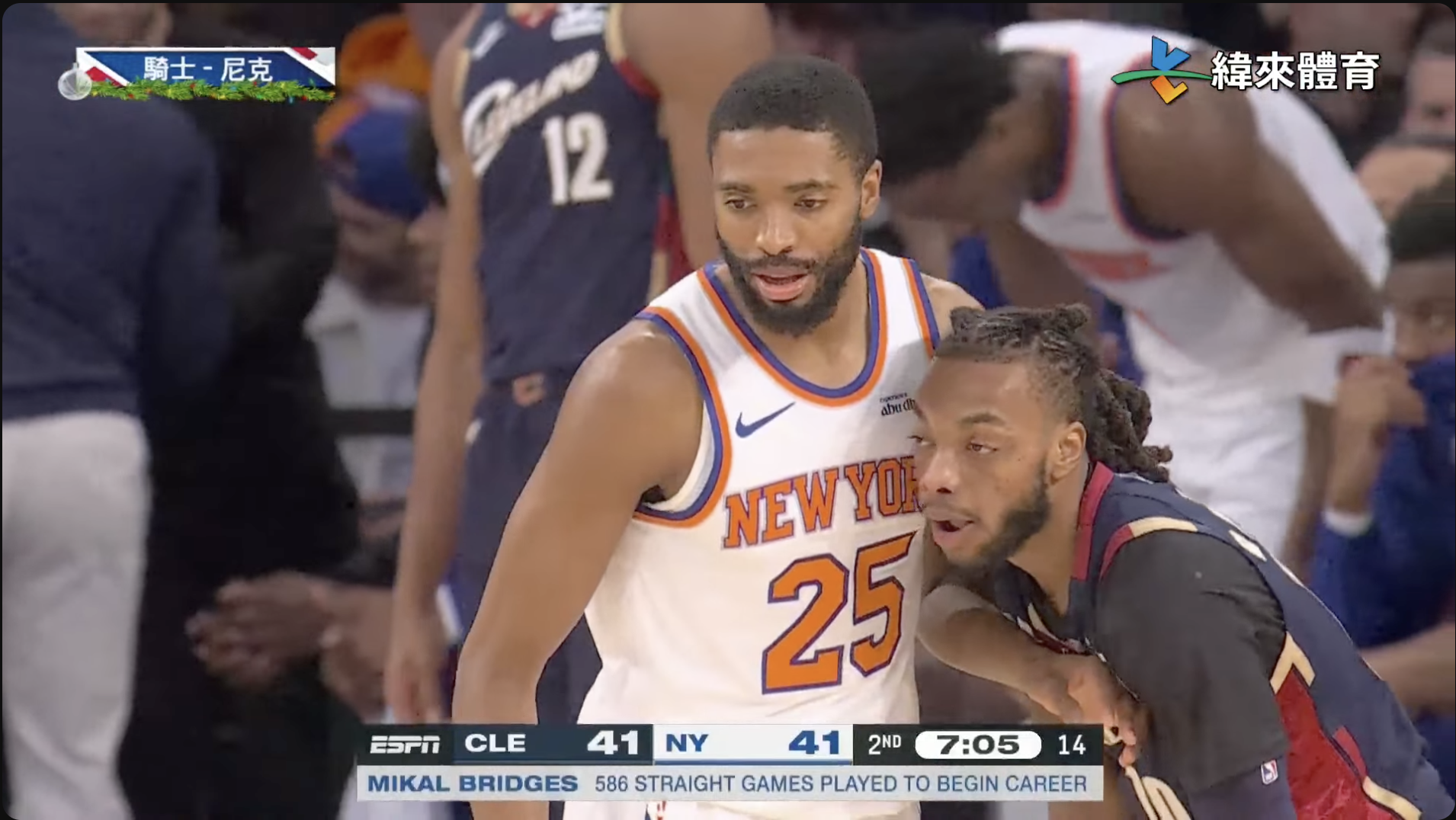 NBA快訊》聖誕大戰開打！尼克度過首節迷航 半場克服15分落後反倒2分領先騎士