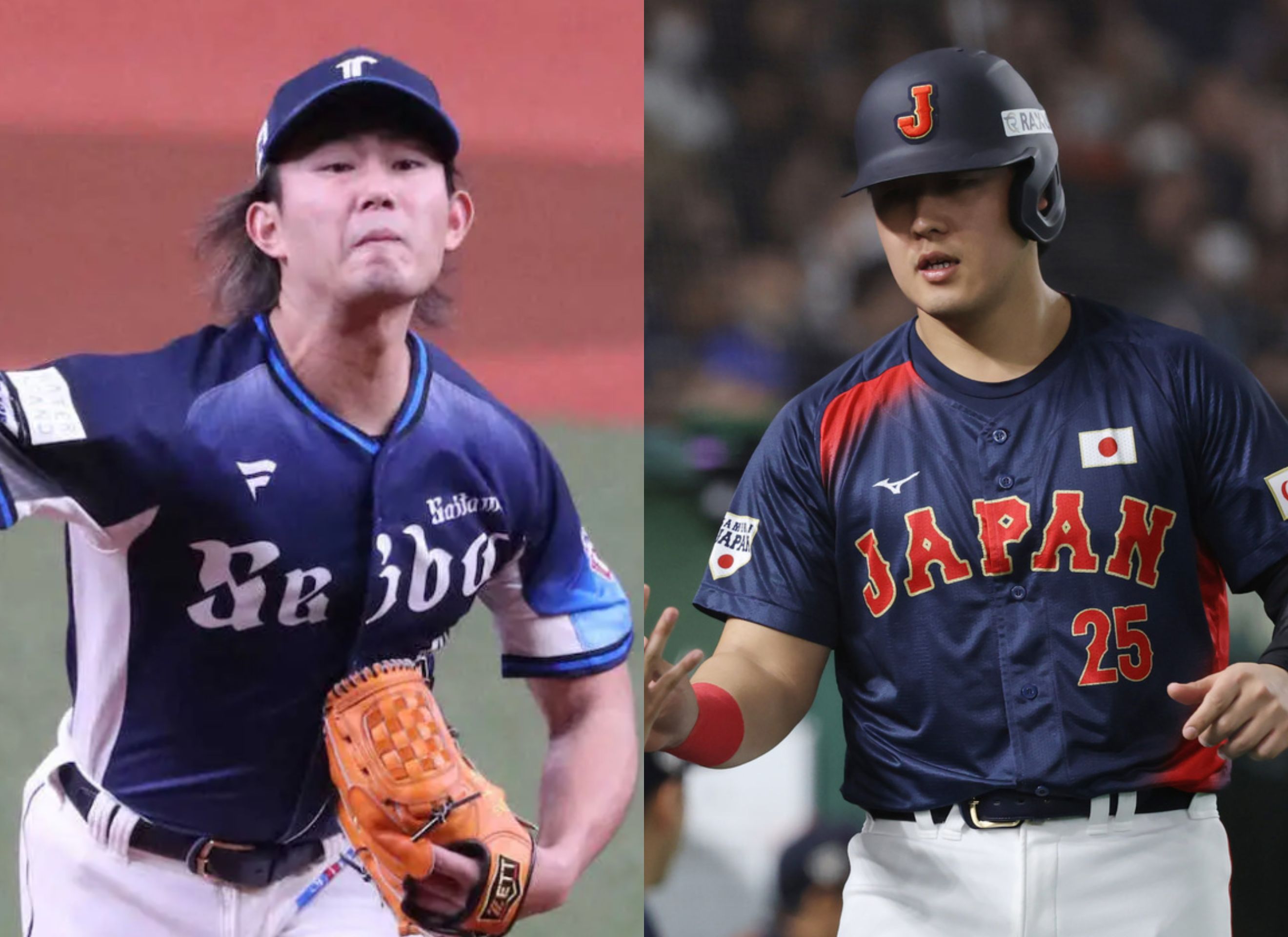 今井達也（圖左）與岡本和真。圖片來源：截自スポニチ、達志影像