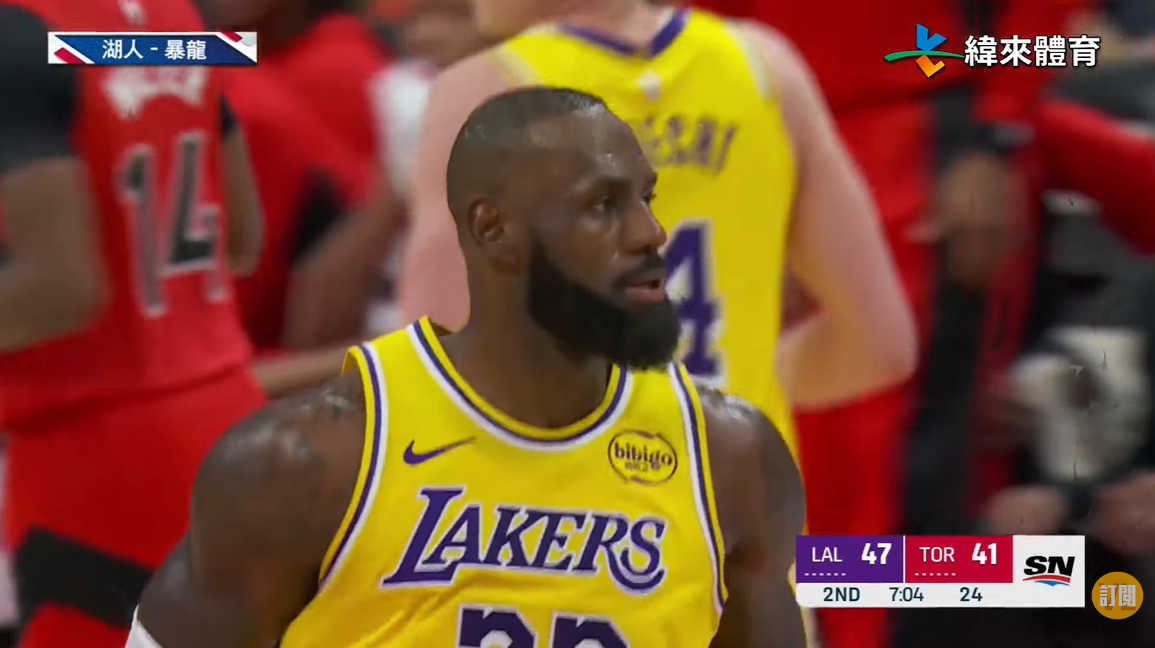 NBA快訊》半場就有10名球員得分！ 湖人67比58領先暴龍