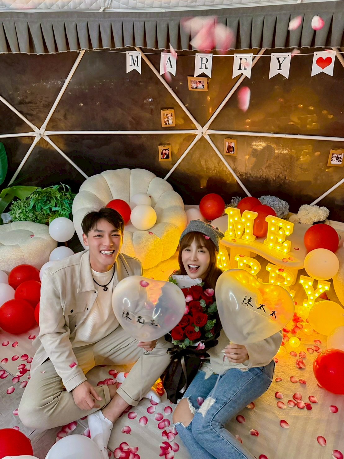 陳晨威向啾啾求婚成功。圖片來源：＠wenwen0806授權