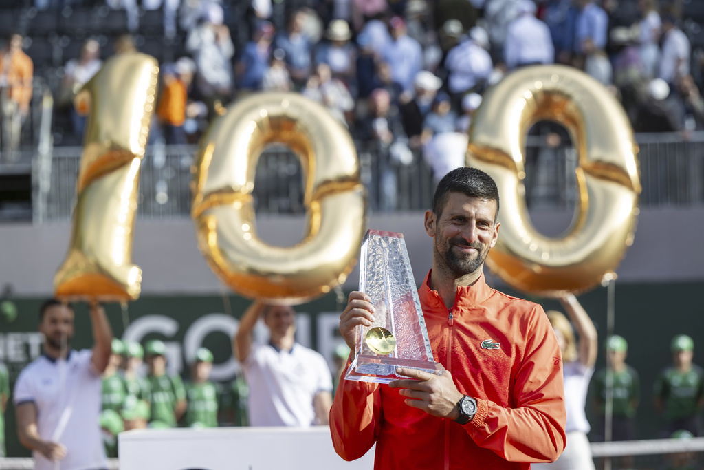 Novak Djokovic生涯百冠到手。圖片來源：達志影像