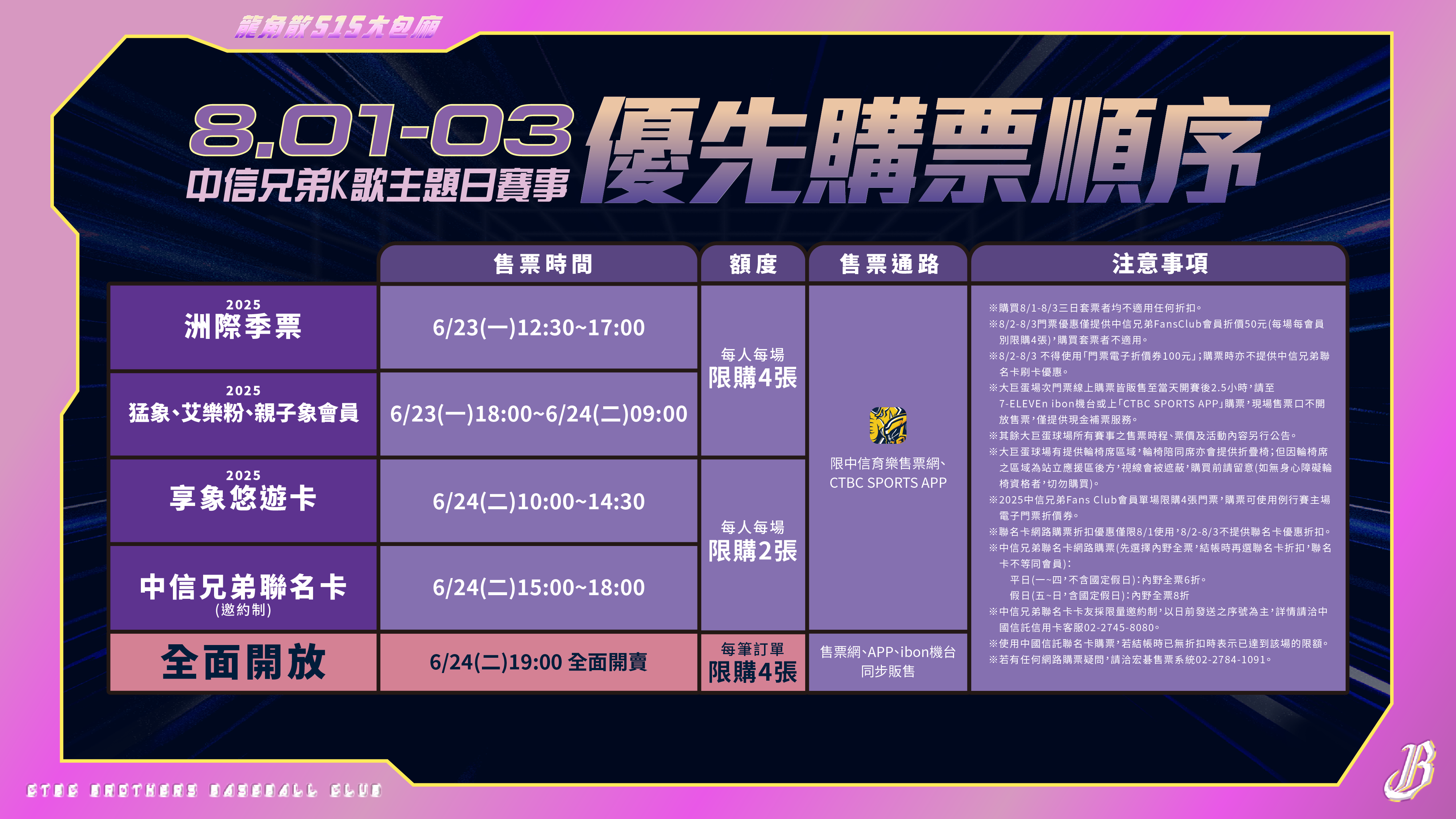 中信兄弟公布《CHANNEL B vol.2》K歌主題週售票資訊。圖片來源：中信兄弟提供
