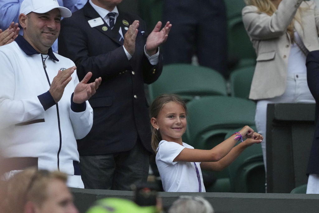 Novak Djokovic的女兒在包廂內跳舞。圖片來源：達志影像