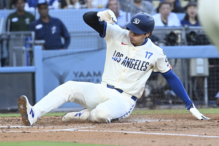 大谷翔平回到本壘。圖片來源：達志影像