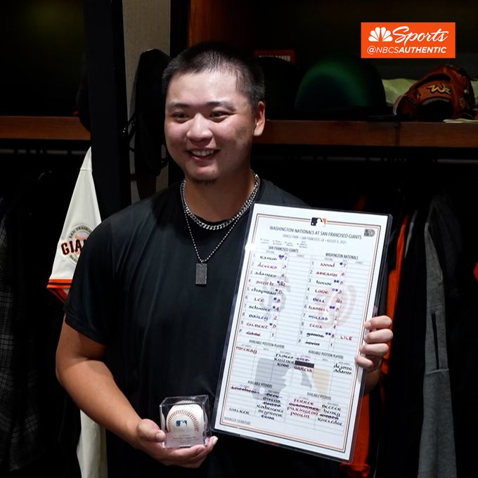 鄧愷威大聯盟首勝到手。圖片來源:圖片來源：SF Giants on NBCS X
