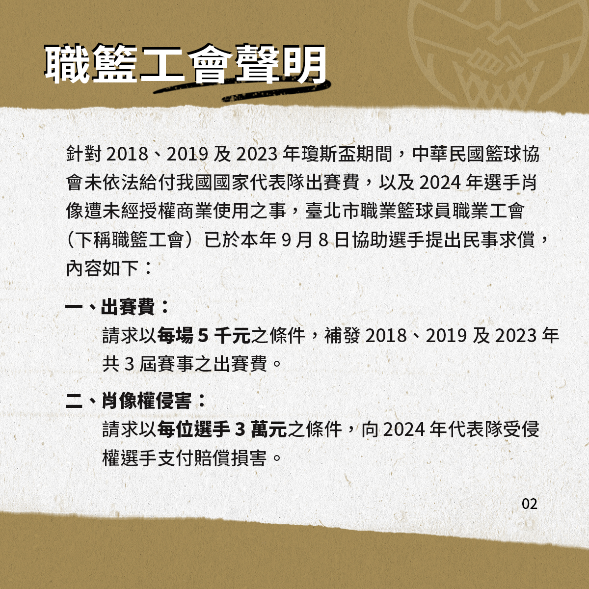 圖片來源：臺北市職業籃球員職業工會