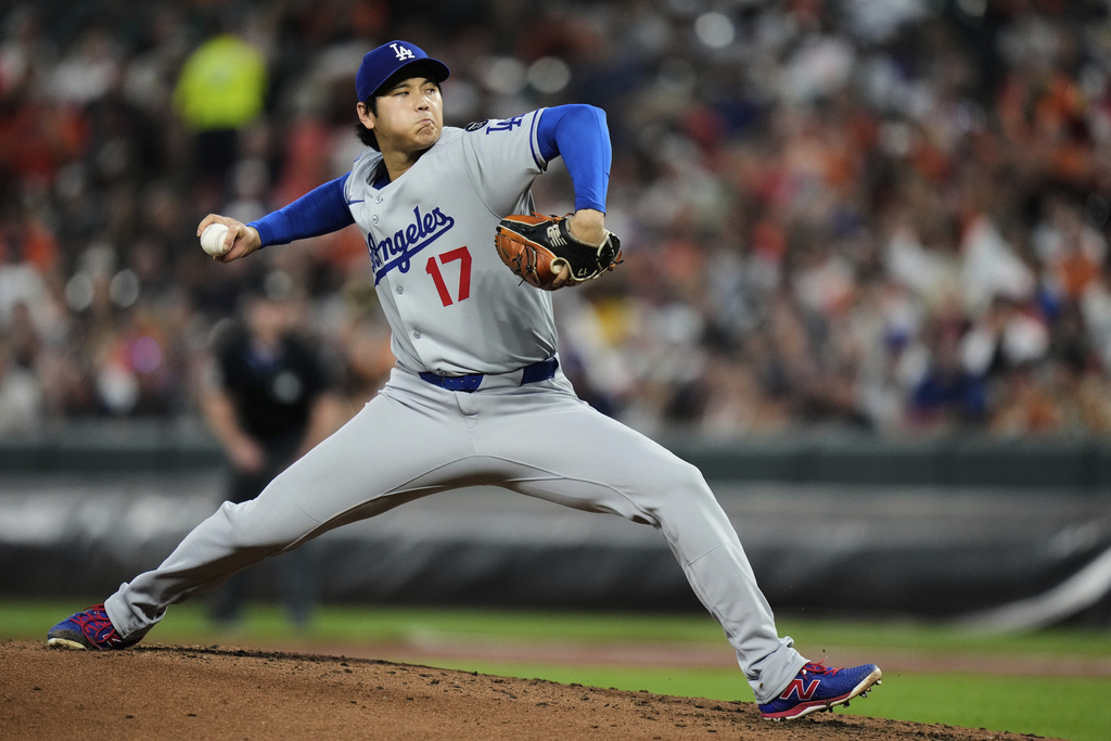 大谷翔平臨危授命登板，繳3.2局飆5K成績退場。圖片來源：達志影像