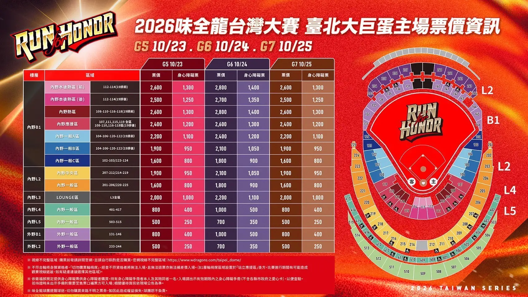 售票資訊。味全龍提供