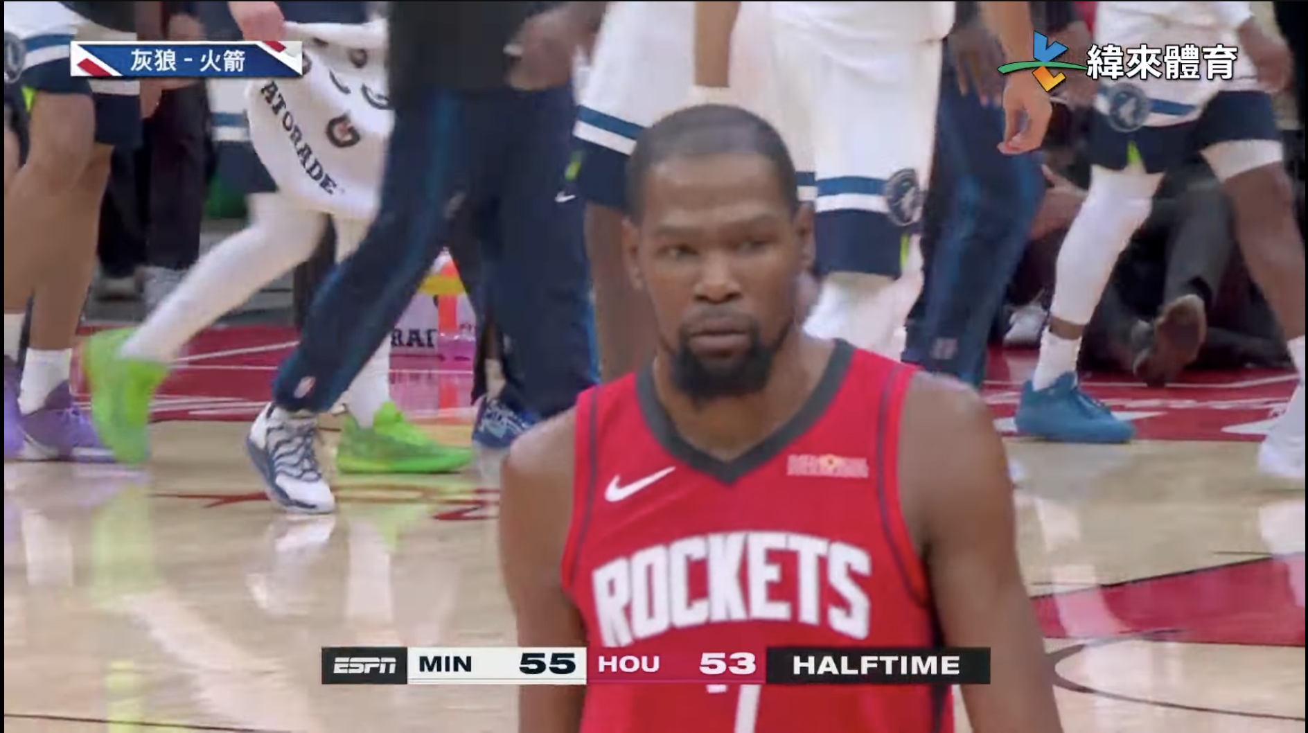 Durant半場飆外線火箭追到2分落後灰狼｜緯來新聞網