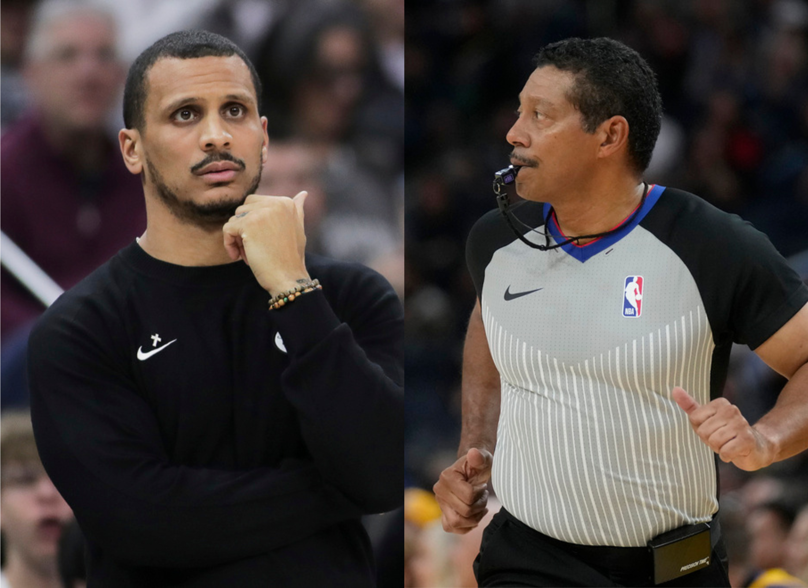 Joe Mazzulla（圖左）與Bill Kennedy。圖片來源：達志影像