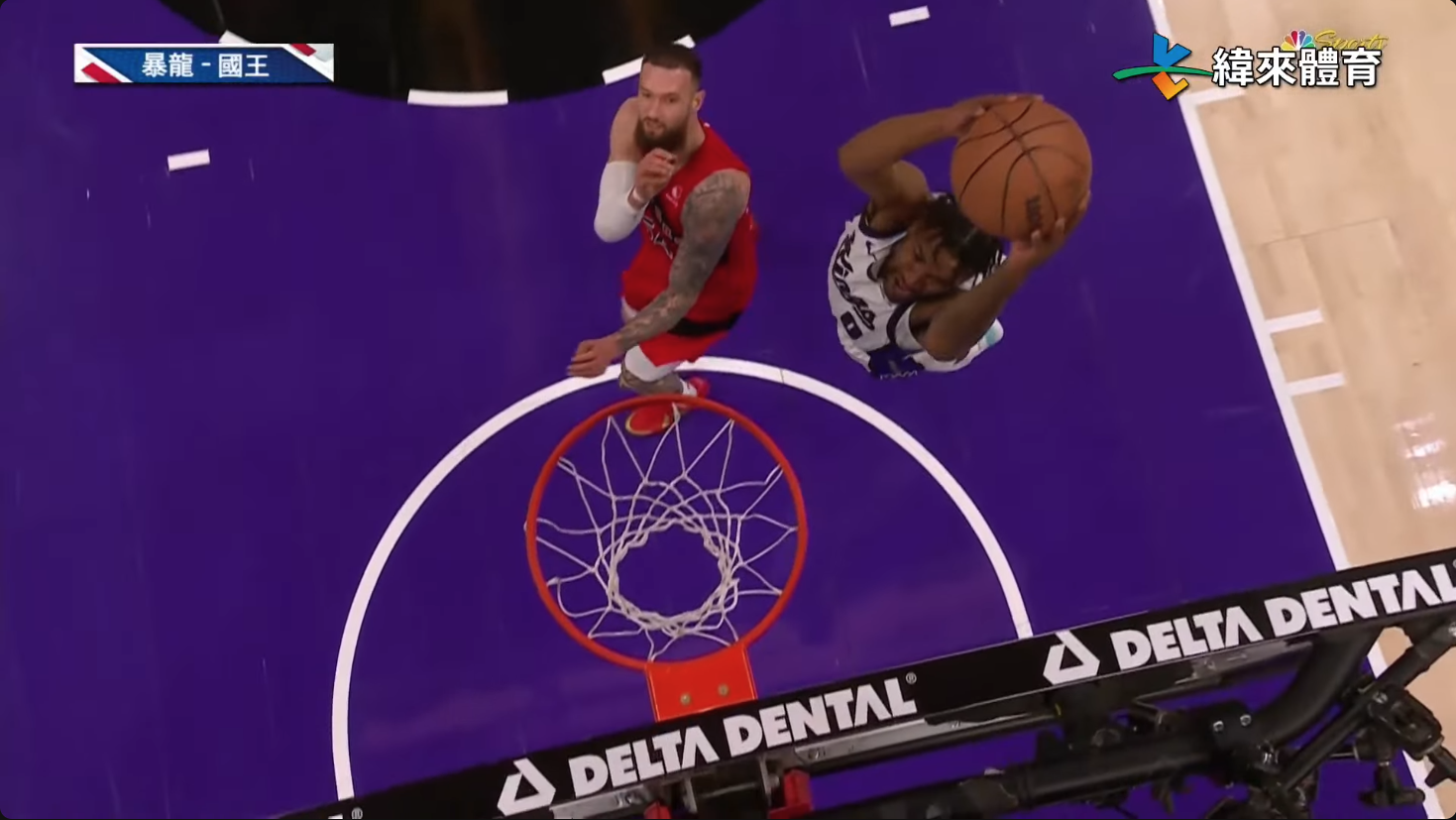 Malik Monk半場大殺四方。圖片來源:緯來體育台