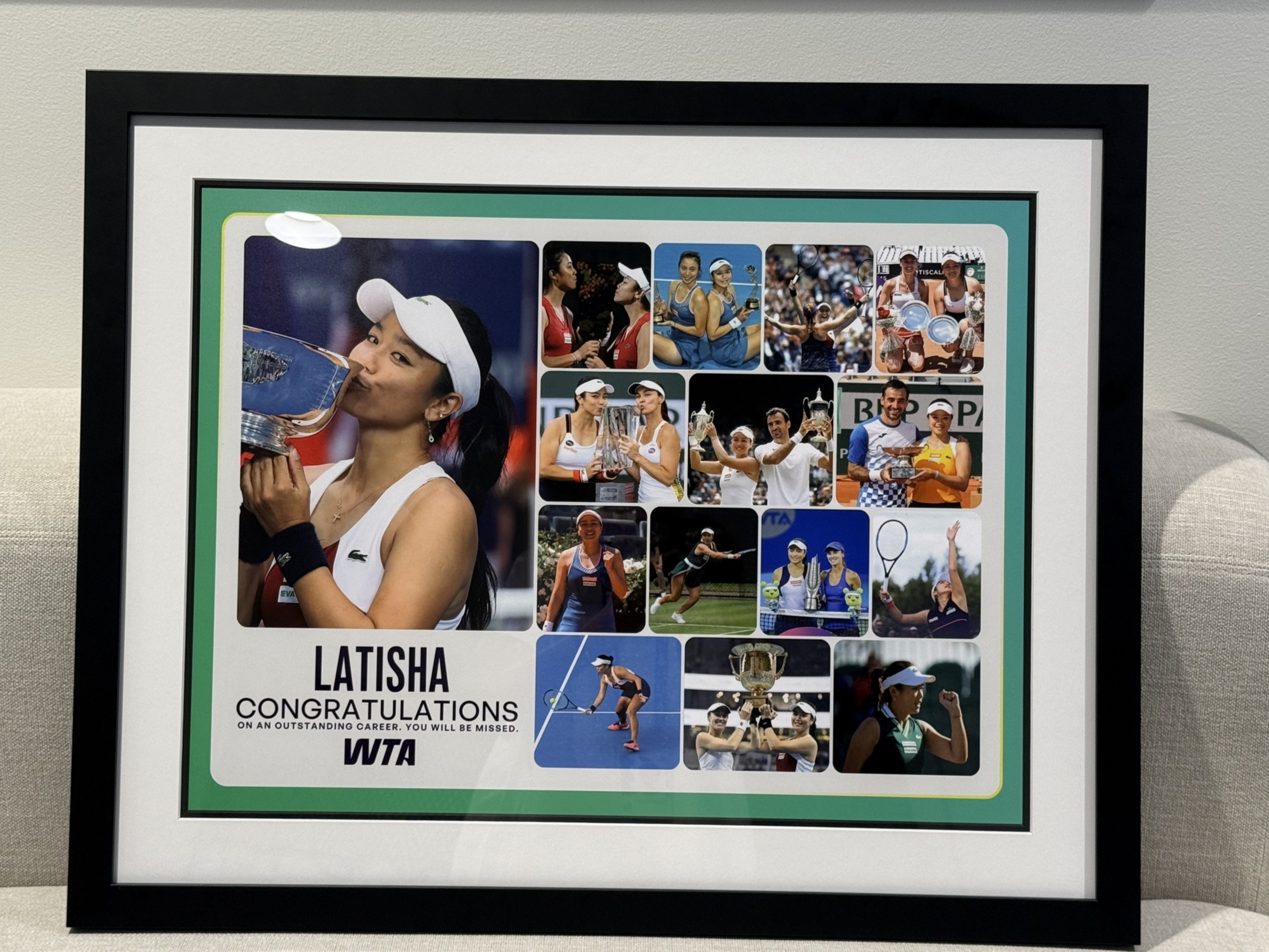 詹詠然於澳網正式退休，WTA特準備退休禮物。圖片來源：Joyce Lau提供