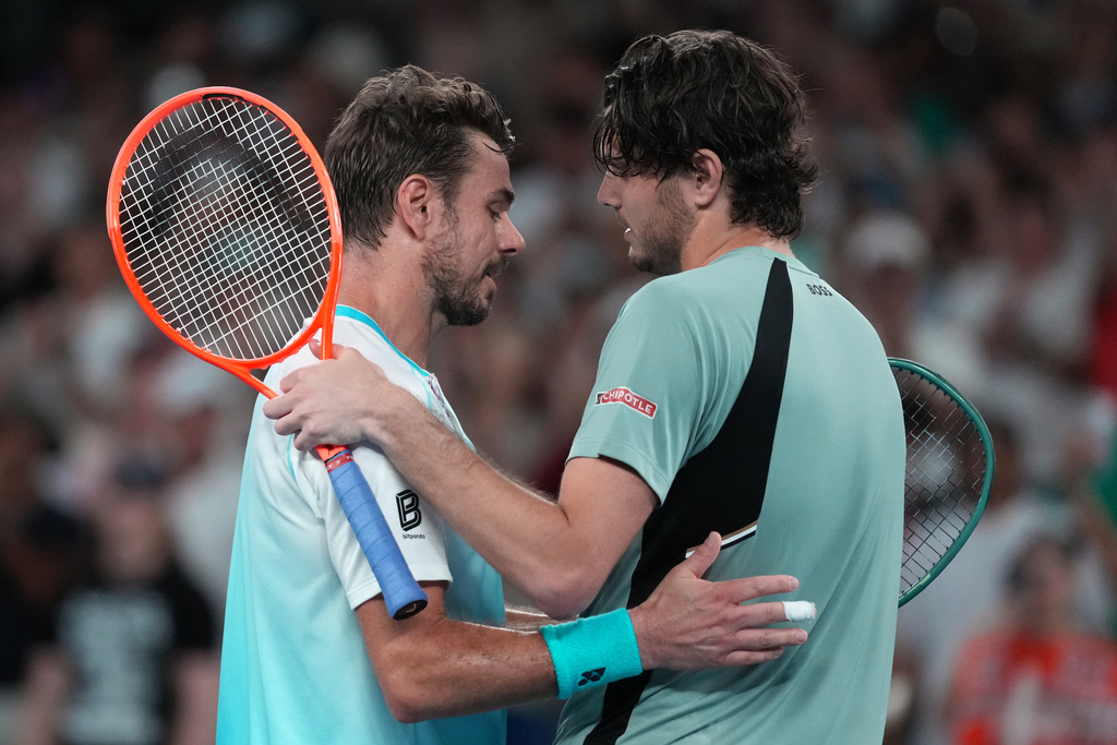 Wawrinka、Fritz賽後在網前致意。圖片來源:達志影像
