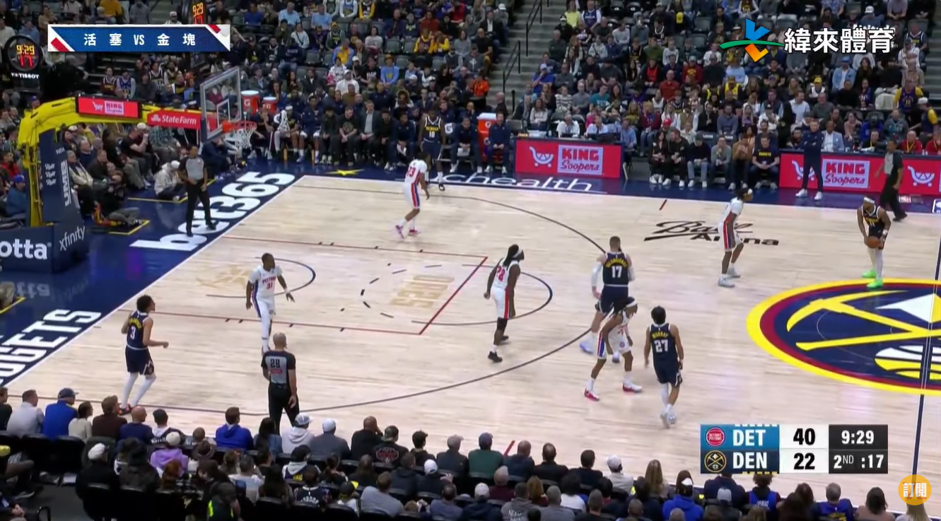 大V半場8分10籃板！活塞52比46領先金塊半場