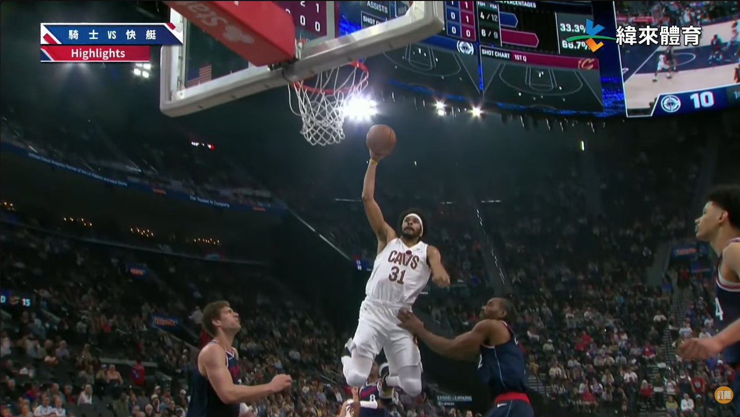 Jarrett Allen。圖片來源：緯來體育台