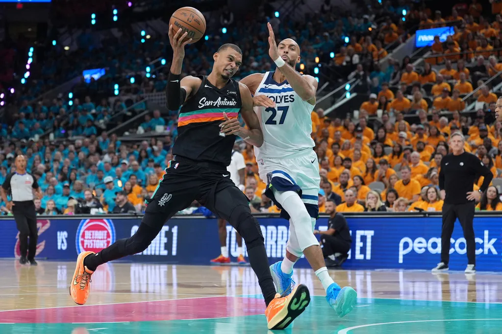 Wembanyama、Gobert。圖片來源：達志影像