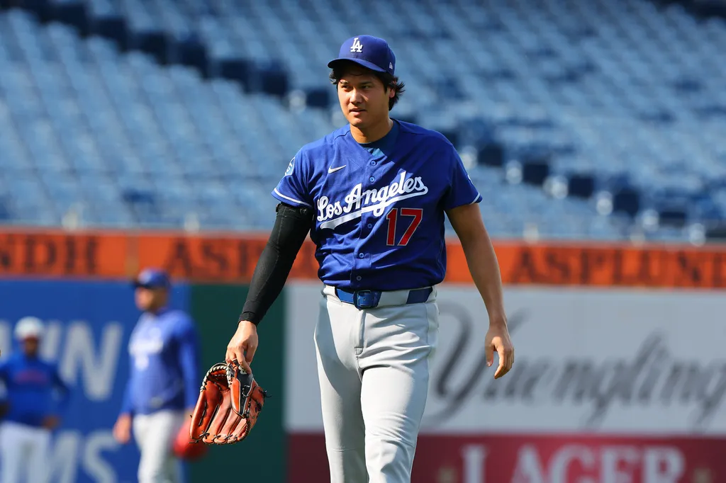 大谷翔平賽前練投。圖片來源:達志影像