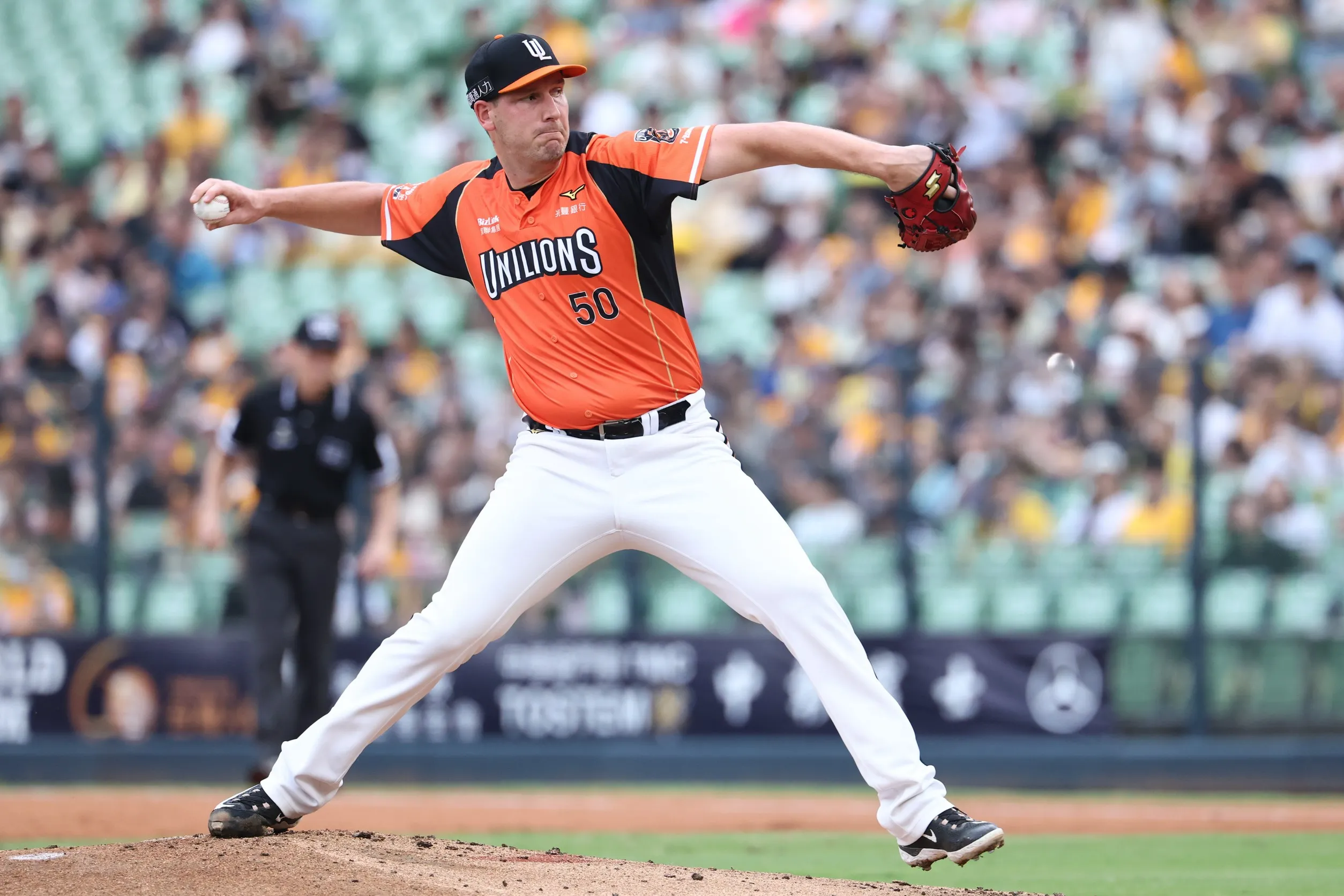 布雷克本季第三勝入袋。圖片來源:統一獅