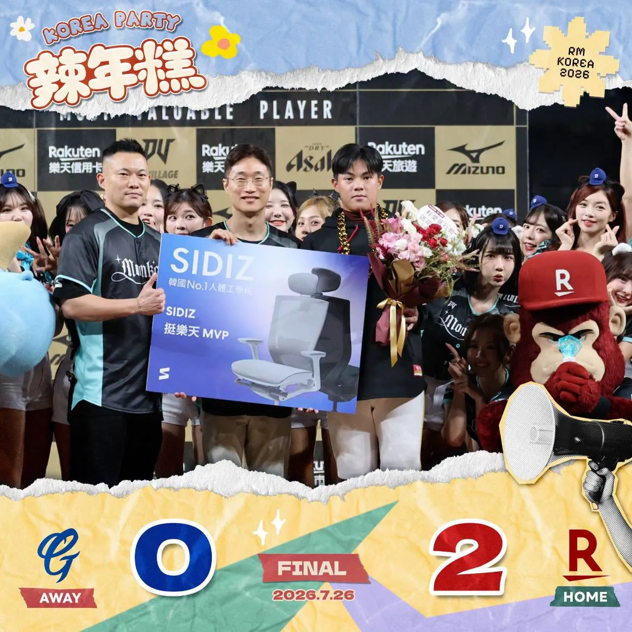 林子崴獲單場MVP。樂天桃猿粉絲團