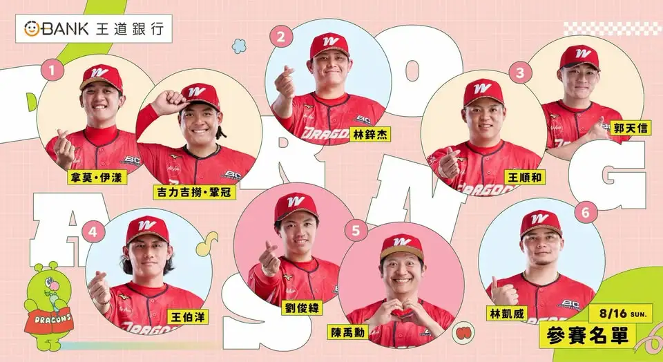 味全「龍星大樂」參賽陣容公開。圖片來源:味全龍